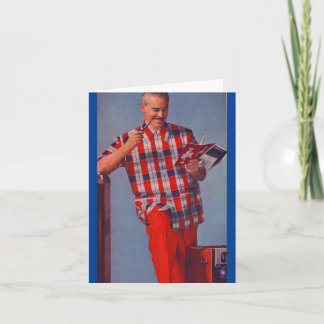 big man in red and plaid card