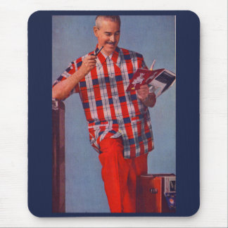 big man in red and plaid mouse pad