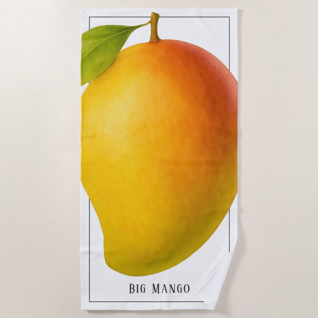 Big Mango, Sweet Fruit and Name Beach Towel (Front)