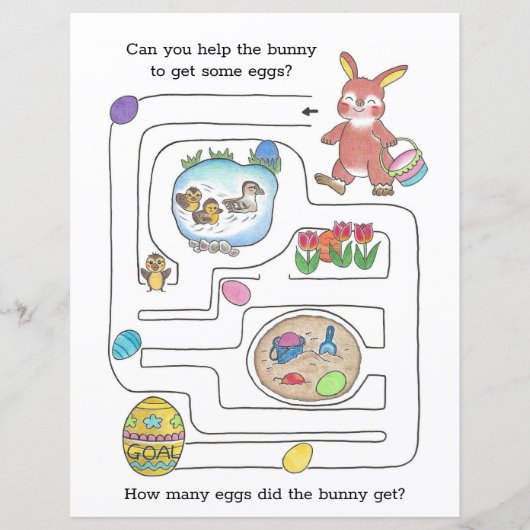 Big Maze Coloring Page Easter Bunny Activity Sheet (Front)