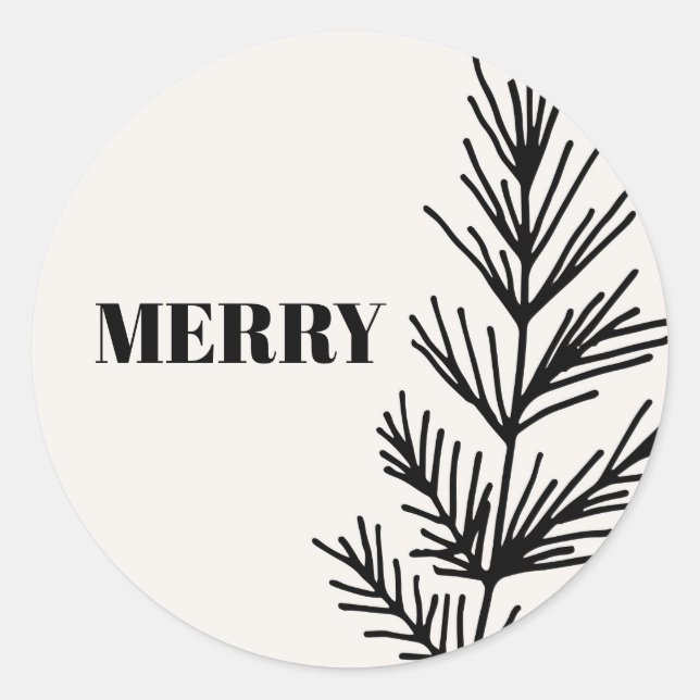 Big Merry & Leaves Classic Round Sticker (Front)