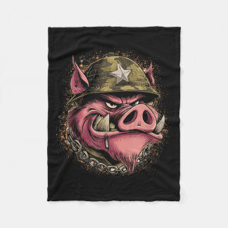 Big Military Wild Hog Face Costume Fleece Blanket