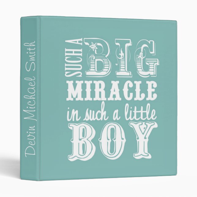 Big Miracle, Little Boy-Blue Baby Book 3 Ring Binder (Front/Spine)