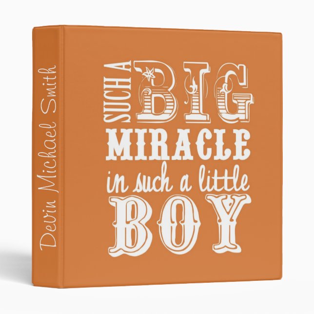 Big Miracle, Little Boy-Orange Baby Book Binder (Front/Spine)
