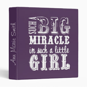 Big Miracle, Little Girl-Purple Baby Book Binder