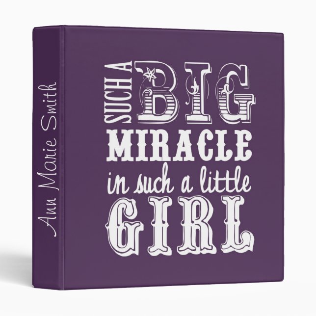 Big Miracle, Little Girl-Purple Baby Book Binder (Front/Spine)