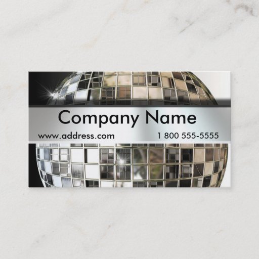 Customizable Big Mirror Ball Music Business Cards