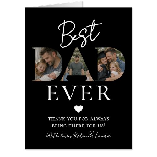 Big Modern Black Dad Photo Collage Father Day Gift Card