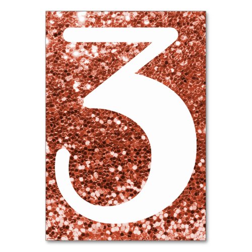 Big Modern Number Faux Copper Glitter Table Number