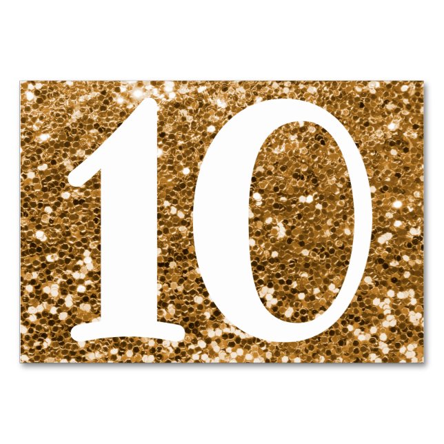 Big Modern Number Faux Gold Glitter Table Number (Front)