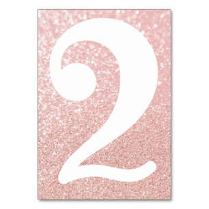 Big Modern Number Faux Rose Gold Bokeh Glitter Table Number