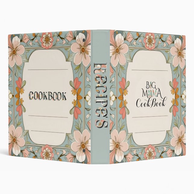 Big Moma I Am Floral Recipe Binder – Mint & Peach (Background)