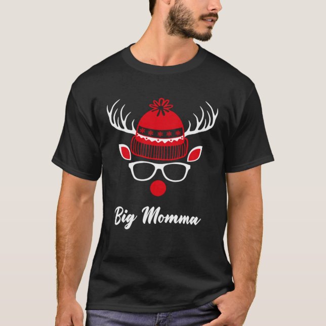 Big Momma  Christmas Reindeer Face Family Matching T-Shirt (Front)