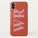 Big Monogram Letters Soft Red And Pink Bold Style Iphone X Case at Zazzle