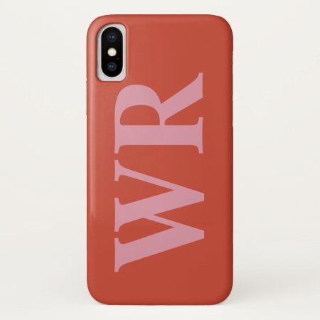 Big Monogram Letters Soft Red And Pink Bold Style Iphone X Case