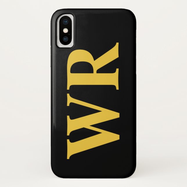 Big Monogram Letters Yellow and Black Bold Style Case-Mate iPhone Case (Back)