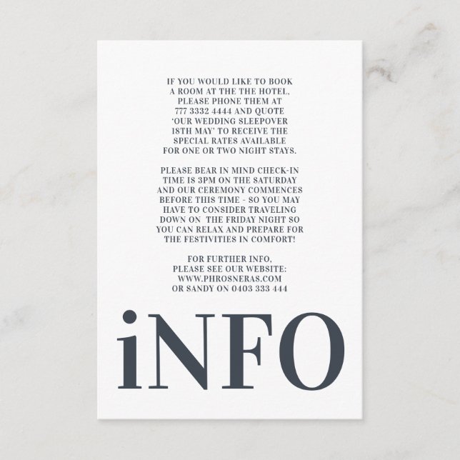 Big Monogram Modern Bold Simple Wedding Enclosure Card (Front)