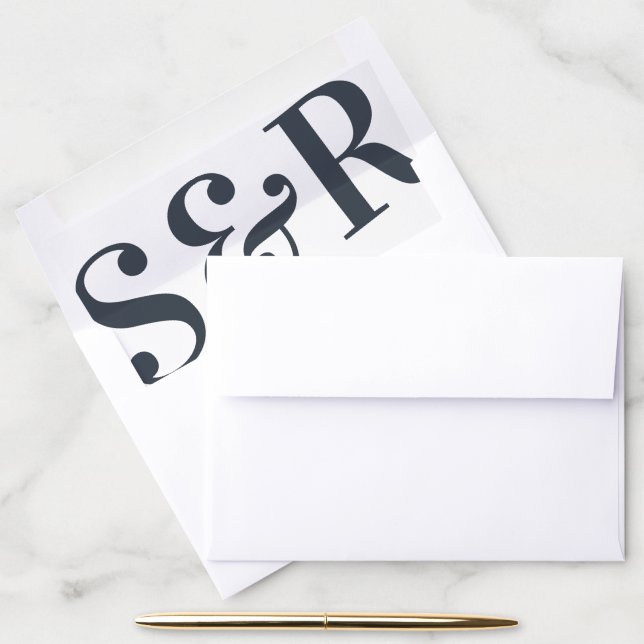 Big Monogram Modern Bold Simple Wedding Envelope Liner (Desk)