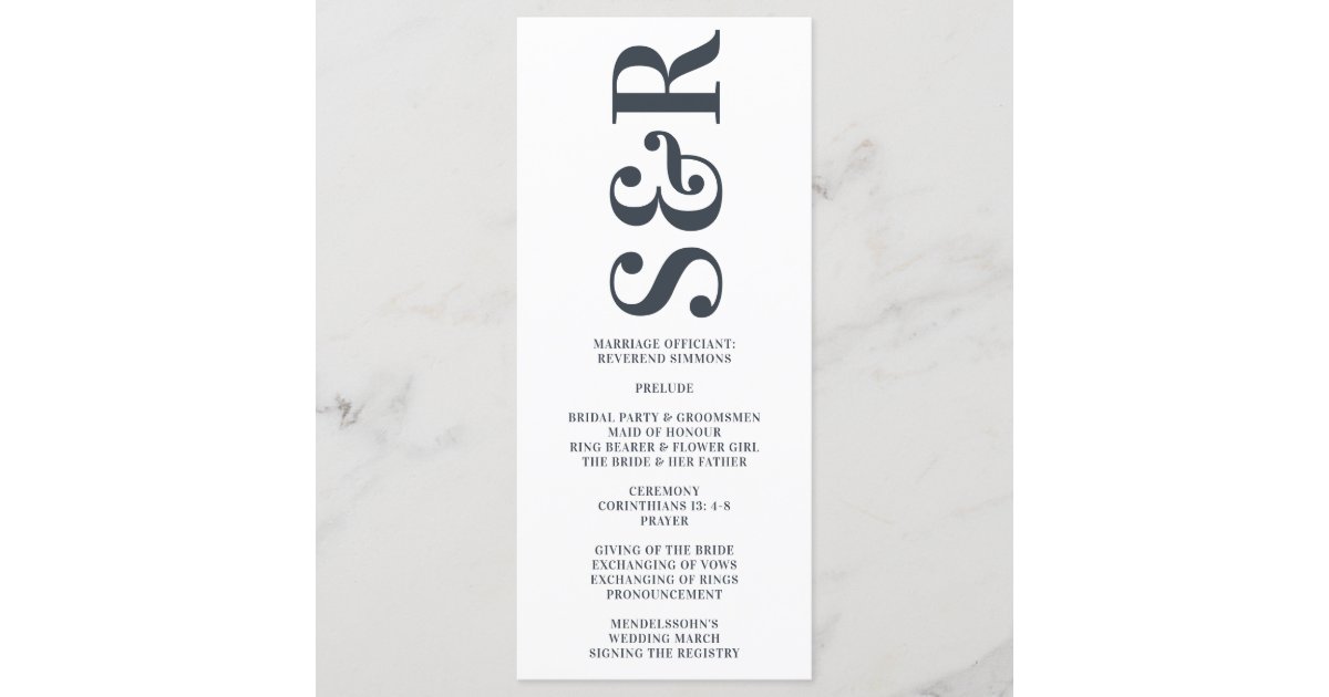 Big Monogram Modern Bold Simple Wedding Program Zazzle Com