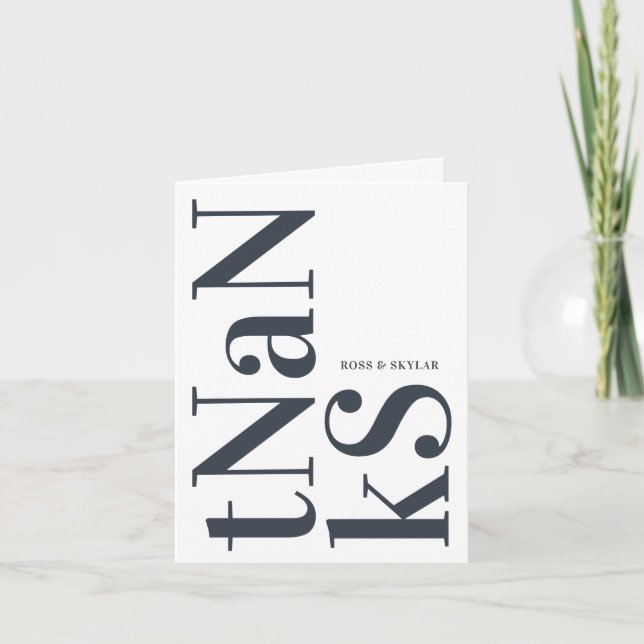 Big Monogram Modern Simple Letterpress Thank You Card (Front)