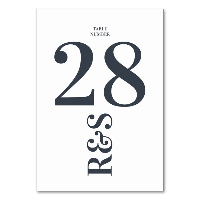 Big Monogram Modern Simple Table Number (Front)