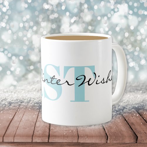 Big Monogram  Warm Winter Wishes 11oz Coffee Mug