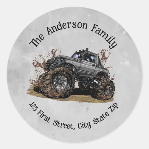Big Monster truck Off Road Adventure Mud Bogging Classic Round Sticker