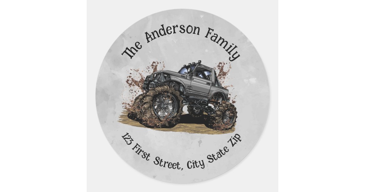 Big Monster truck Off Road Adventure Mud Bogging Classic Round Sticker ...