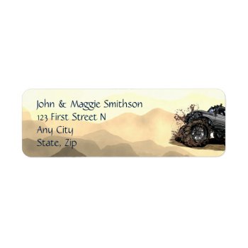 Big Monster Truck Off Road Adventure Mud Bogging  Label by countrymousestudio at Zazzle