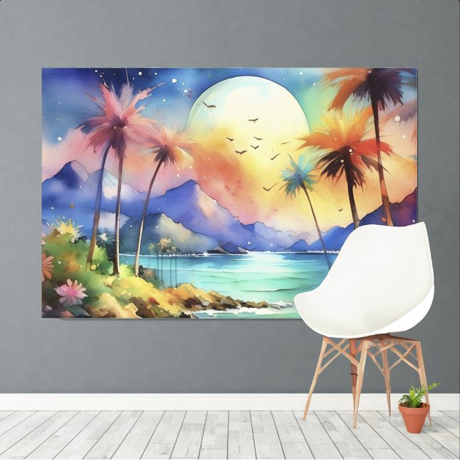 Big moon Tropical XL art Canvas Print (Creator Uploaded)