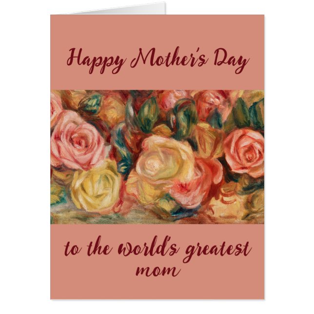 BIG Mother's Day Greatest Mom Floral Roses Custom  Card (Front)