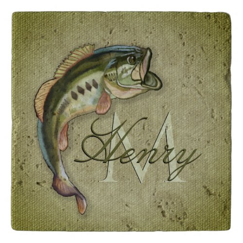 Big Mouth Bass Fish Monogram Trivet