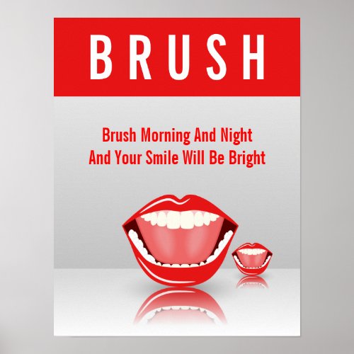 Big Mouth BRUSH Dental Dentist Poster