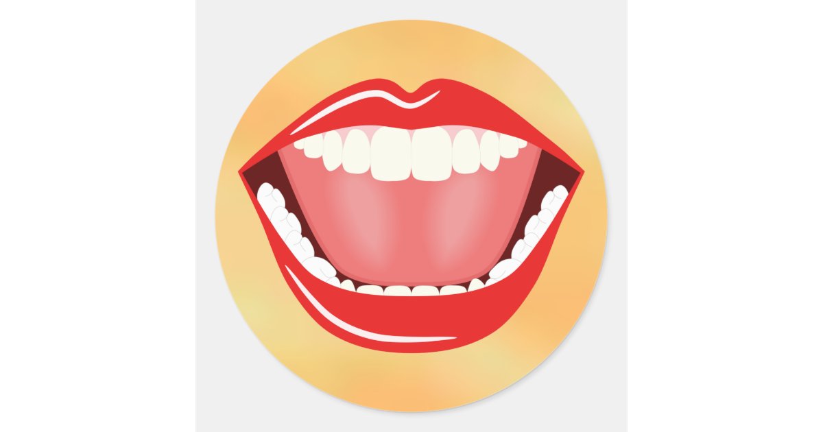 Big Mouth Funny Cool Laughing Round Stickers | Zazzle