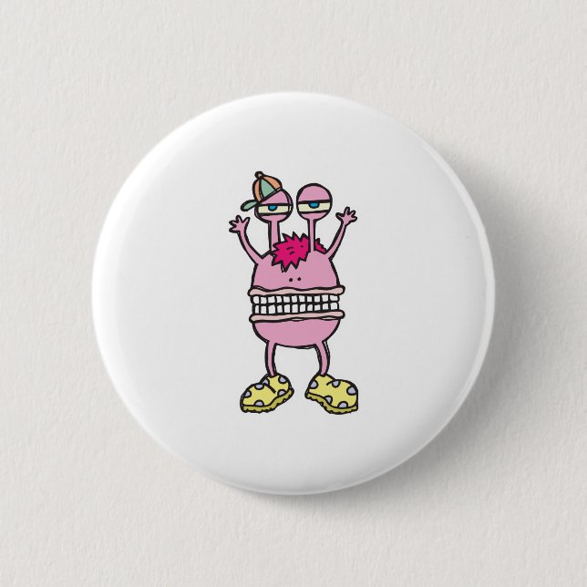big mouth funny monster pinback button (Front)
