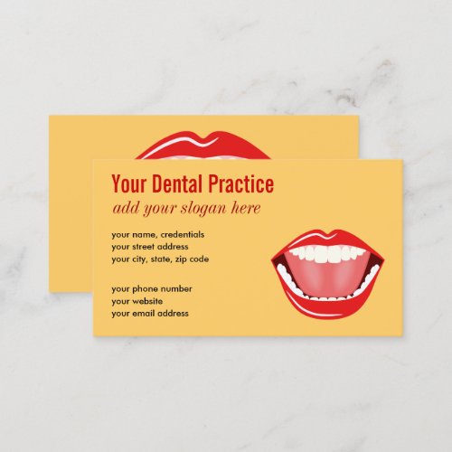 Big Mouth Gold Professional Dental Kids Dentist Business Card