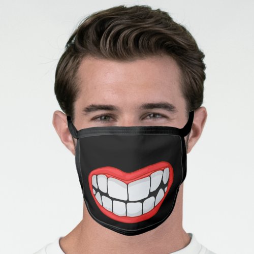 Big Mouth with teeth on black Face Mask