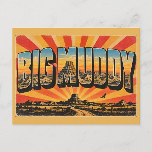 Big Muddy SK Badlands Butte Prairie Art Postcard