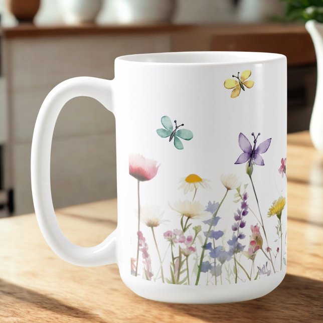 Big mug Watercolor wildflowers and butterflies (Creator Uploaded)