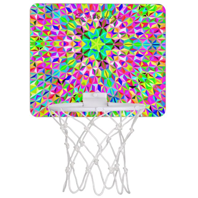 big Multi-color 3-d polygon pattern Mini Basketball Hoop (Front)