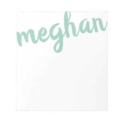 Big Name Mint Green Personalized Notepad