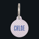 Big Name Seersucker Pet ID Tag<br><div class="desc">This pet ID tag features a charming seersucker pattern in delicate shades of white and light purple. The pets name is prominently displayed in a bold blue font that stands out against the soft background. The tag's design is reminiscent of a genteel, preppy aesthetic, offering a touch of sophistication for...</div>