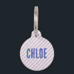 Big Name Seersucker Pet ID Tag<br><div class="desc">This pet ID tag features a charming seersucker pattern in delicate shades of white and light purple. The pets name is prominently displayed in a bold blue font that stands out against the soft background. The tag's design is reminiscent of a genteel, preppy aesthetic, offering a touch of sophistication for...</div>