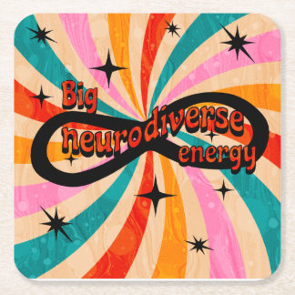 Big neurodiverse energy! square paper coaster