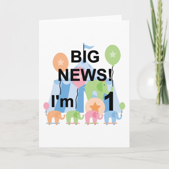 Big News Circus 1st Birthday T-shirts and Gifts Card (Front)