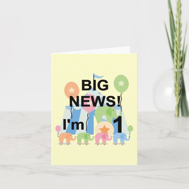 Big News Circus 1st Birthday T-shirts and Gifts Card (Front)