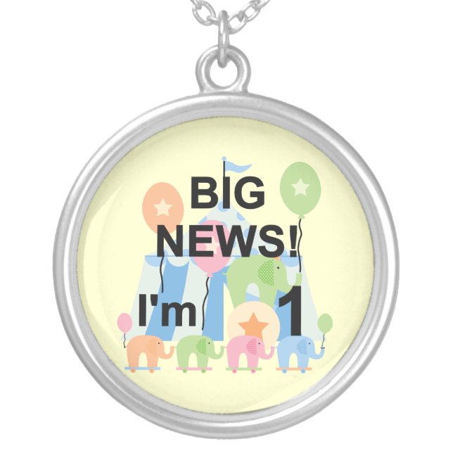 Big News Circus 1st Birthday T-shirts and Gifts Silver Plated Necklace (Front)