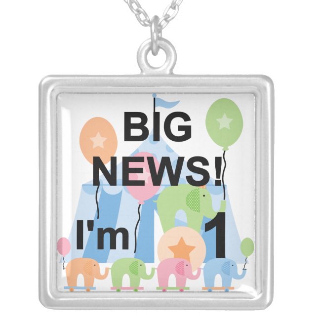Big News Circus 1st Birthday T-shirts and Gifts Silver Plated Necklace (Front)