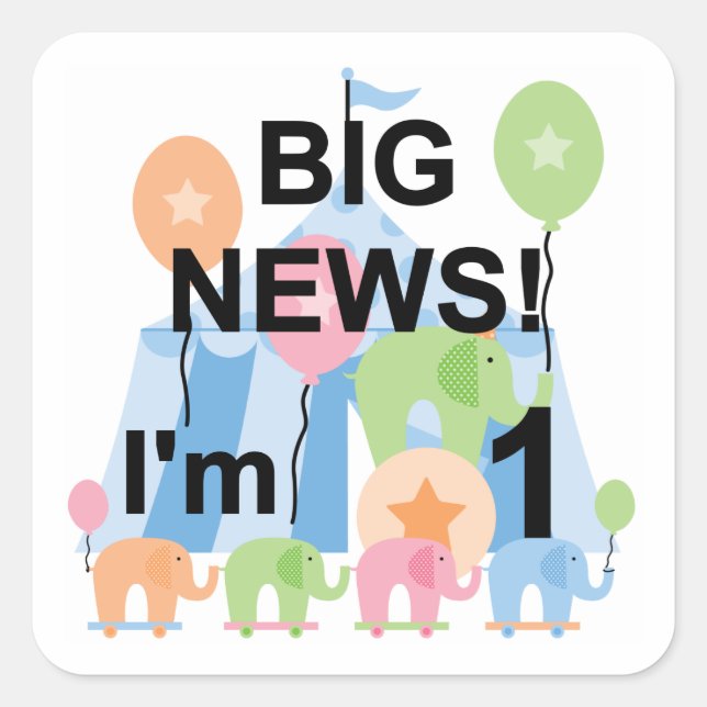 Big News Circus 1st Birthday T-shirts and Gifts Square Sticker (Front)