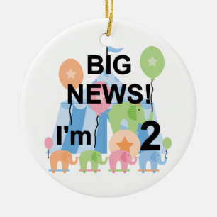 Big News Circus 2nd Birthday T-shirts and Gifts Ceramic Ornament
